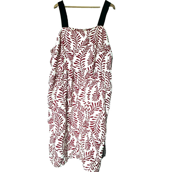 WHO WHAT WEAR | NEW 4X Linen Dress Sea Tropical Beige Red‎ Coral Midi Sundress - Picture 1 of 9